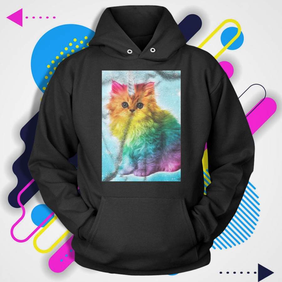 Unicorn Rainbow Cat Kitten Men’S Hoodie