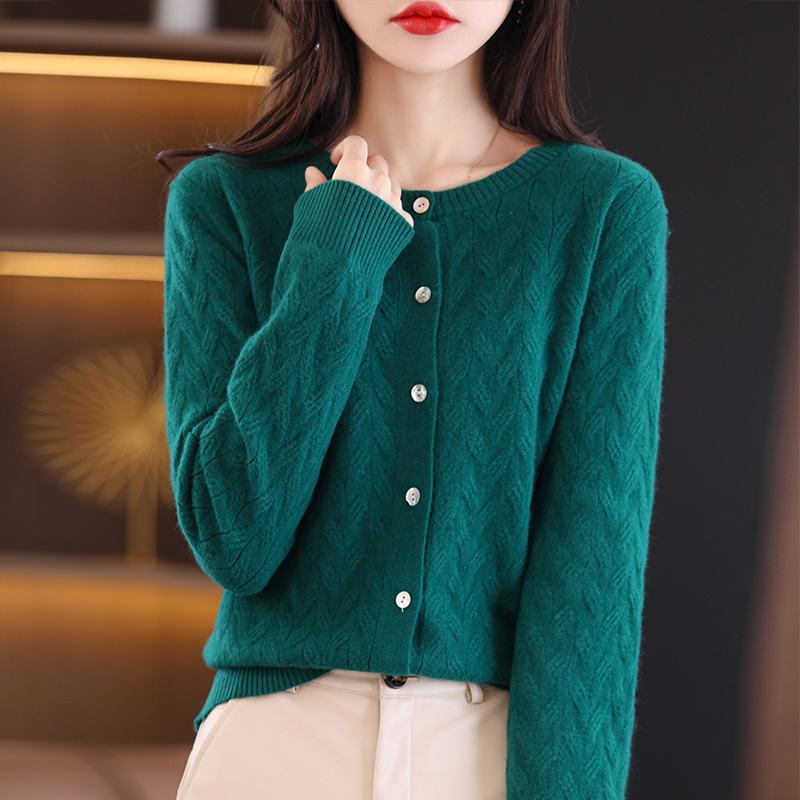 BELIARST 2022 Spring New Cashmere Sweater Ladies O-Neck Cardigan Slim Fashion Knit Tops 100% Pure Wool Female Jacket Sweater alx