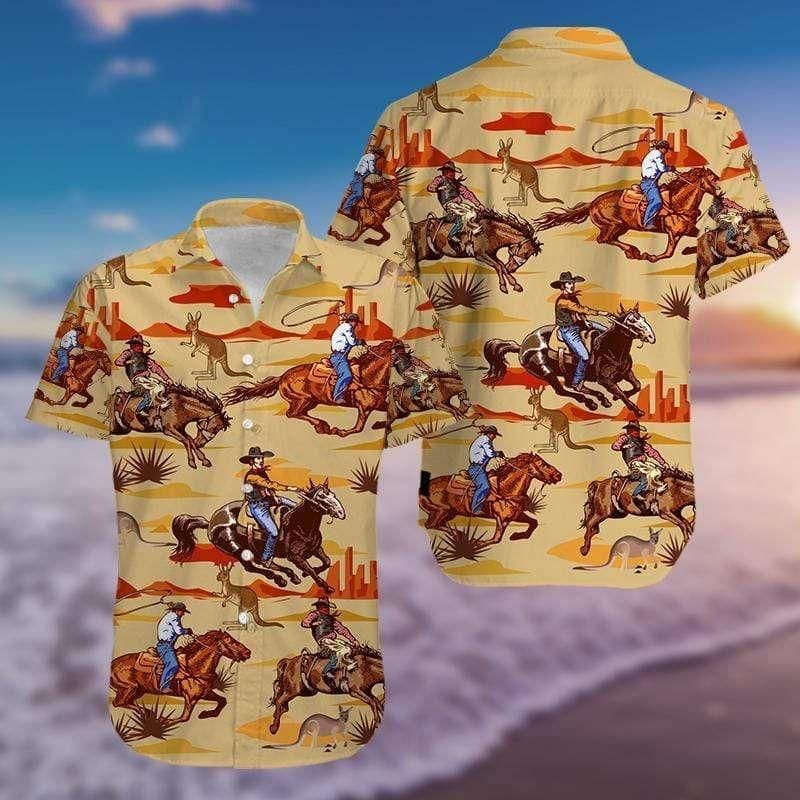 Australia Cowboy Aloha Hawaiian Shirt Colorful Short Sleeve Summer Beach Casual Shirt For Men And Women