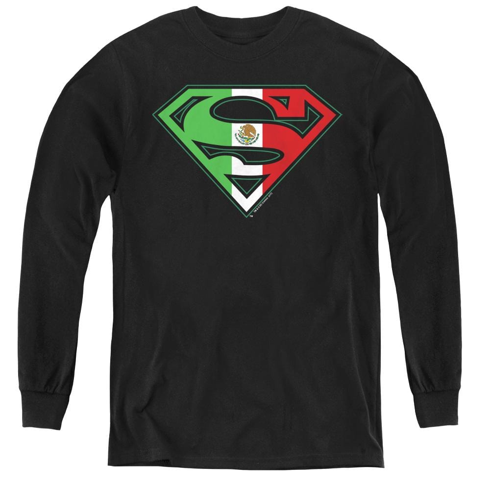 Superman Mexican Flag Shield – Youth Long Sleeve T-Shirt