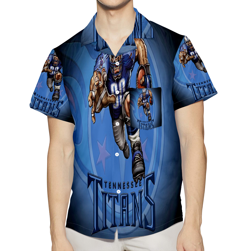 Tennessee Titans Mascot V15 3D All Over Print Summer Beach Hawaiian Shirt With Pocket