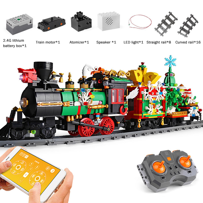 Christmas RC Classic Train Set Sounding Luminous Simulation Spray Track Building Block Toys Children’s Toys Christmas Gifts alx