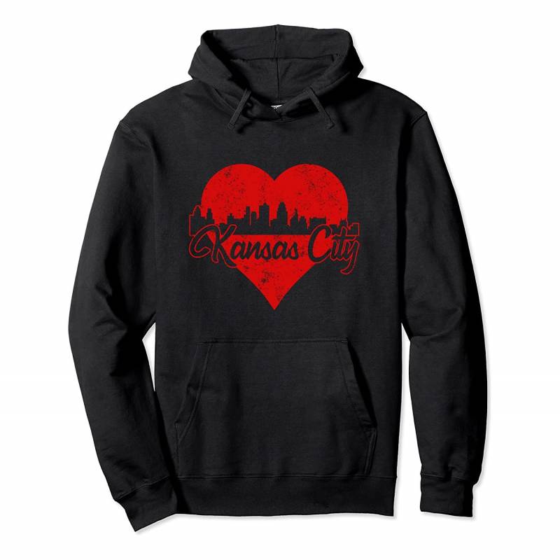 Retro Kansas City Missouri Skyline Red Heart Distressed Pullover Hoodie, T Shirt, Sweatshirt