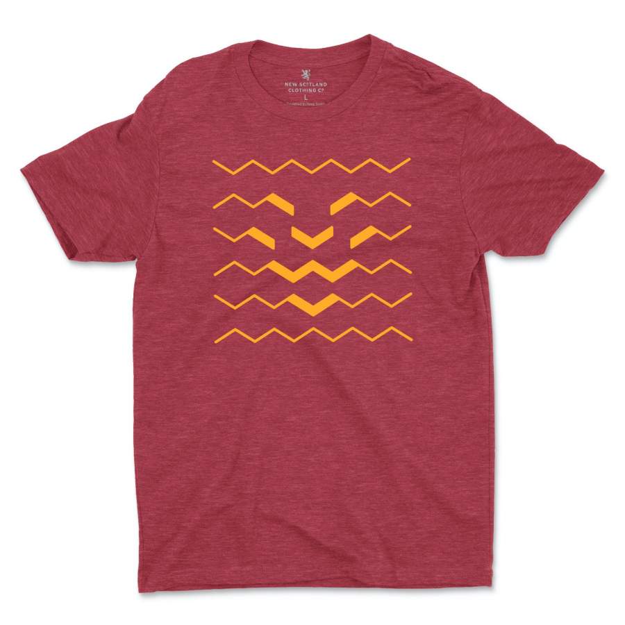 50/50 Organic Recycled Lion Wave T-Shirt in Heather Red/Gold