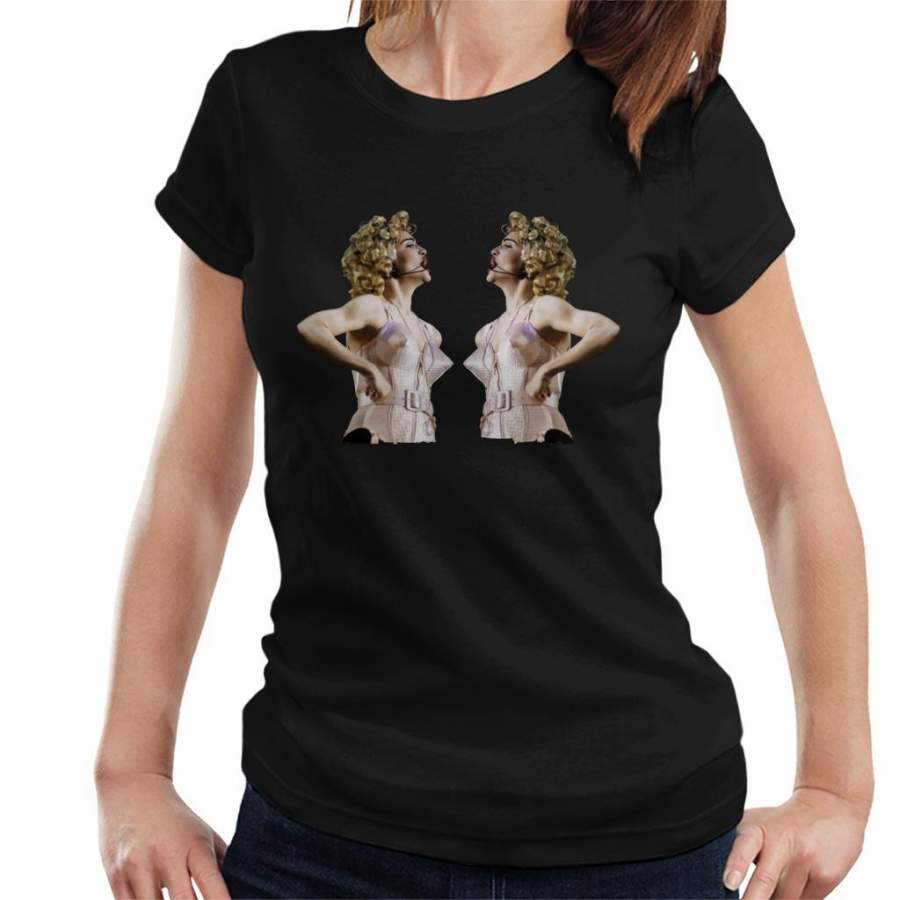Madonna Mirrored Cone Bra Corset Blonde Ambition Tour 1990 Women’s T-Shirt