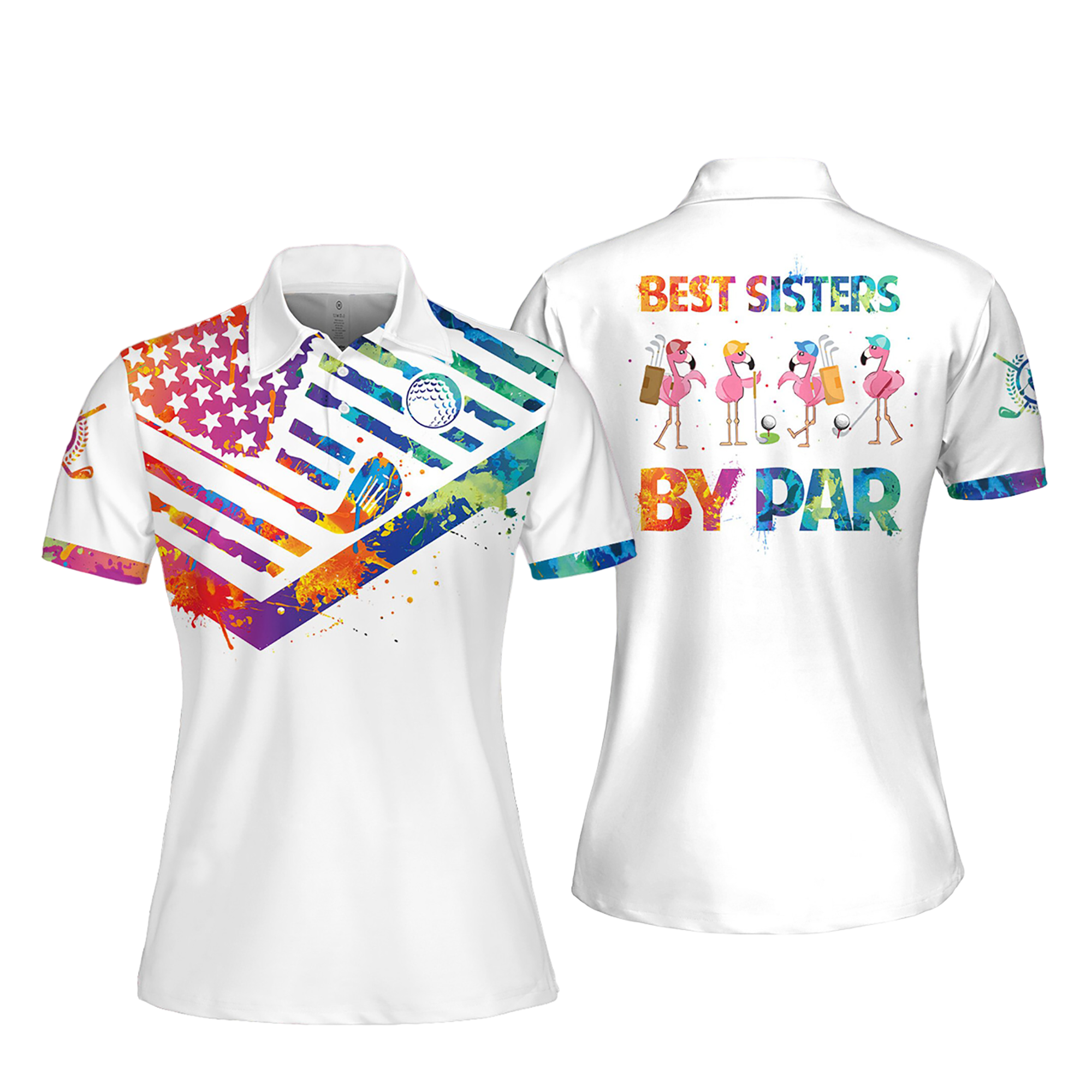 Best Sisters By Par Women Short Sleeve Polo Shirt, Sleeveless Golf Polo Shirt