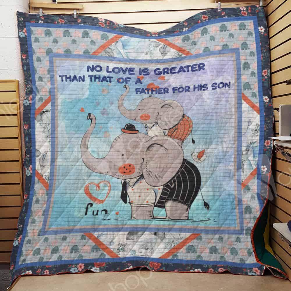 A Baby Elephant Sitting On A Big Elephant  No Love Is Greater Than That  Of A Father For His Son  Quilt Blanket