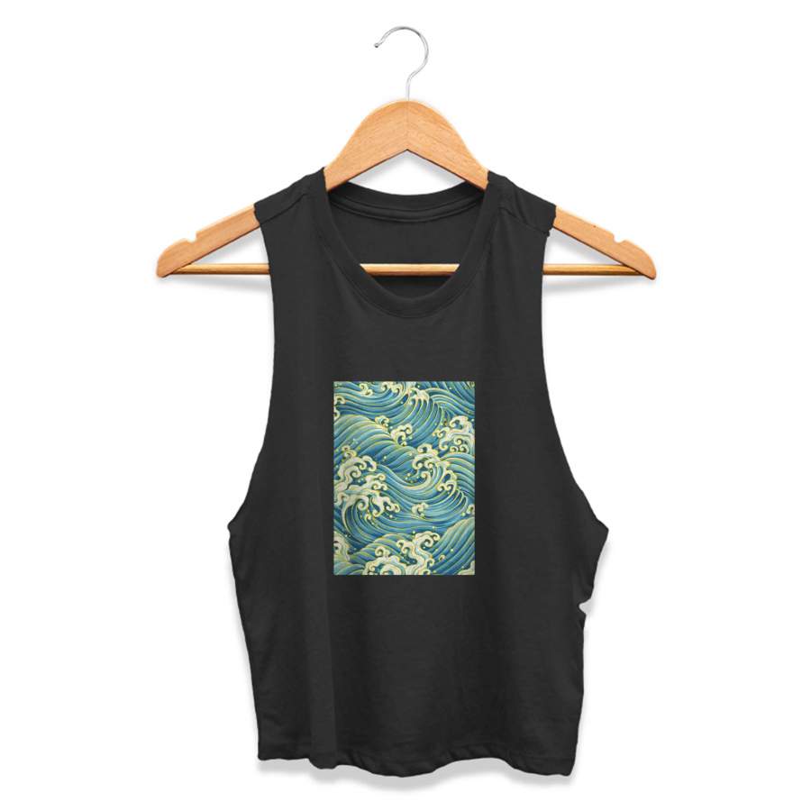 Surf Wave Art Hawaii Pattern Milano Vintage CPY Womans Crop Tanktop Tee