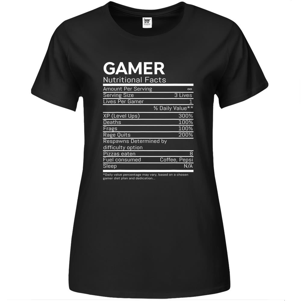 Nutritional Facts Shirt, Gamer Nutrition Facts Shirt, Gamer Nutritional Facts Computer Gaming Funny Video Gamer Premium Womens T Shirts