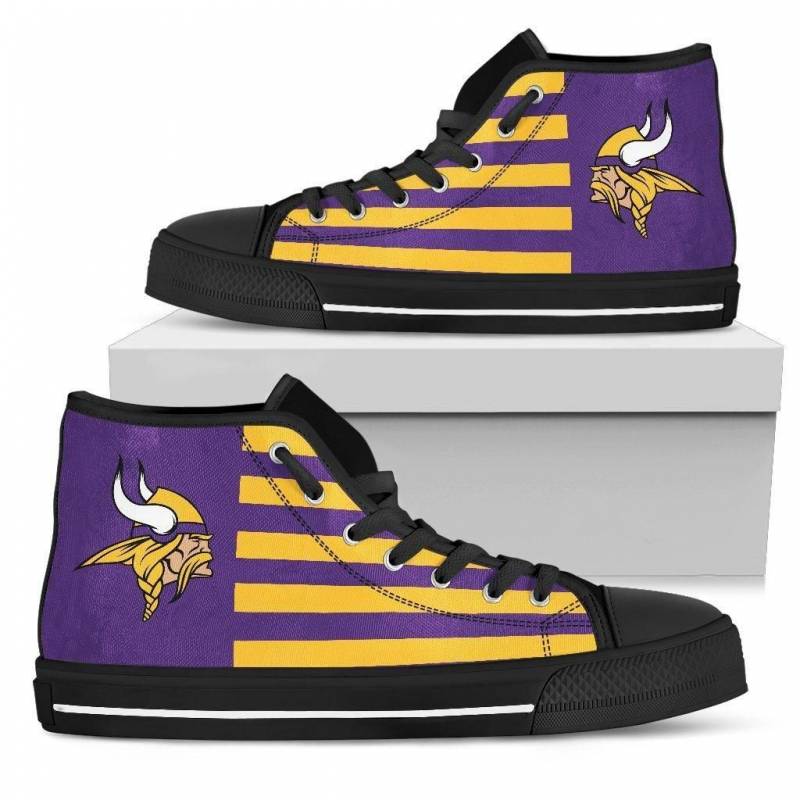 American Flag Minnesota Vikings High Top Shoes #983