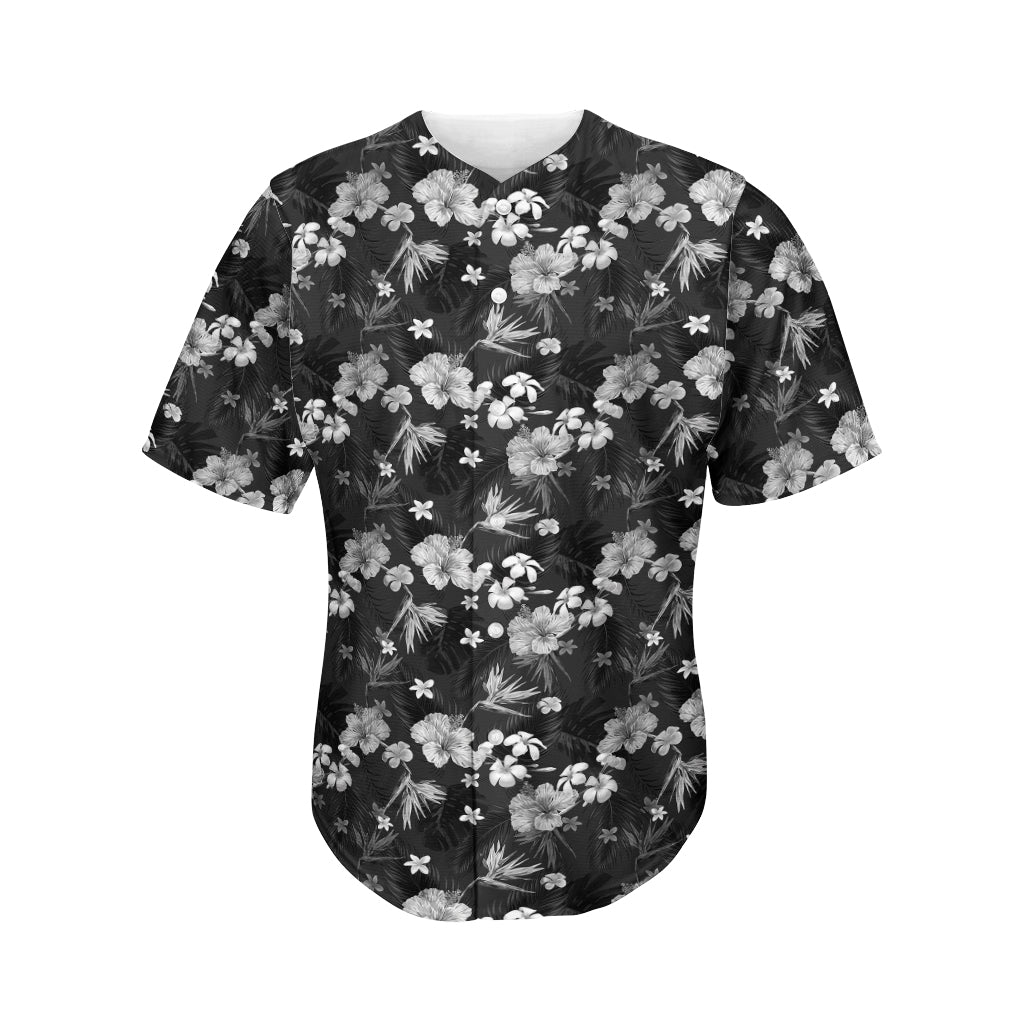 Monochrome Hawaii Floral Print Baseball Jersey Ha63665