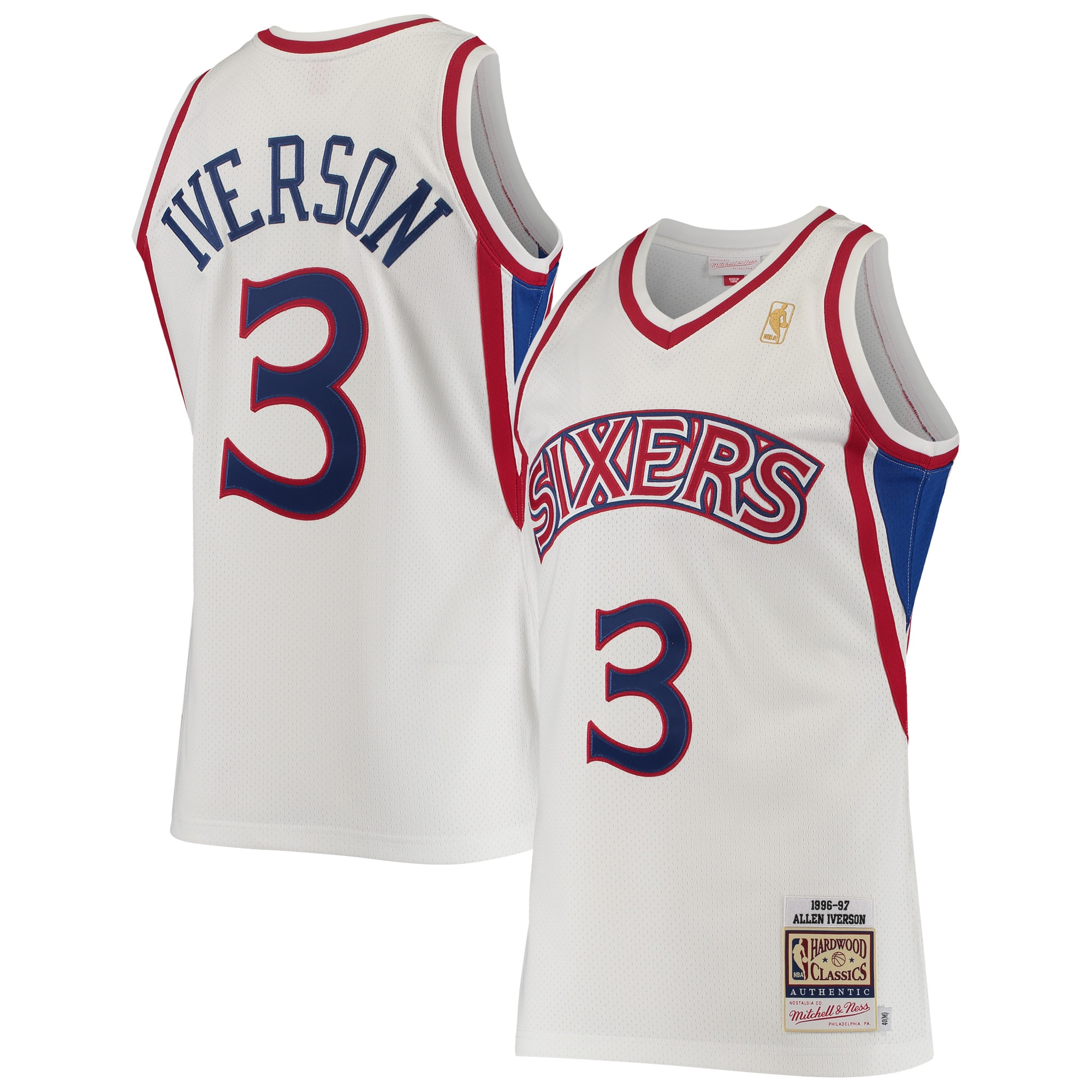Allen Iverson Philadelphia 76ers Mitchell & Ness Hardwood Classics Authentic Jersey – White