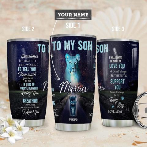 To Lion Son Personalized Stainless Steel Tumbler, Personalized Tumblers, Tumbler Cups, Custom Tumblers