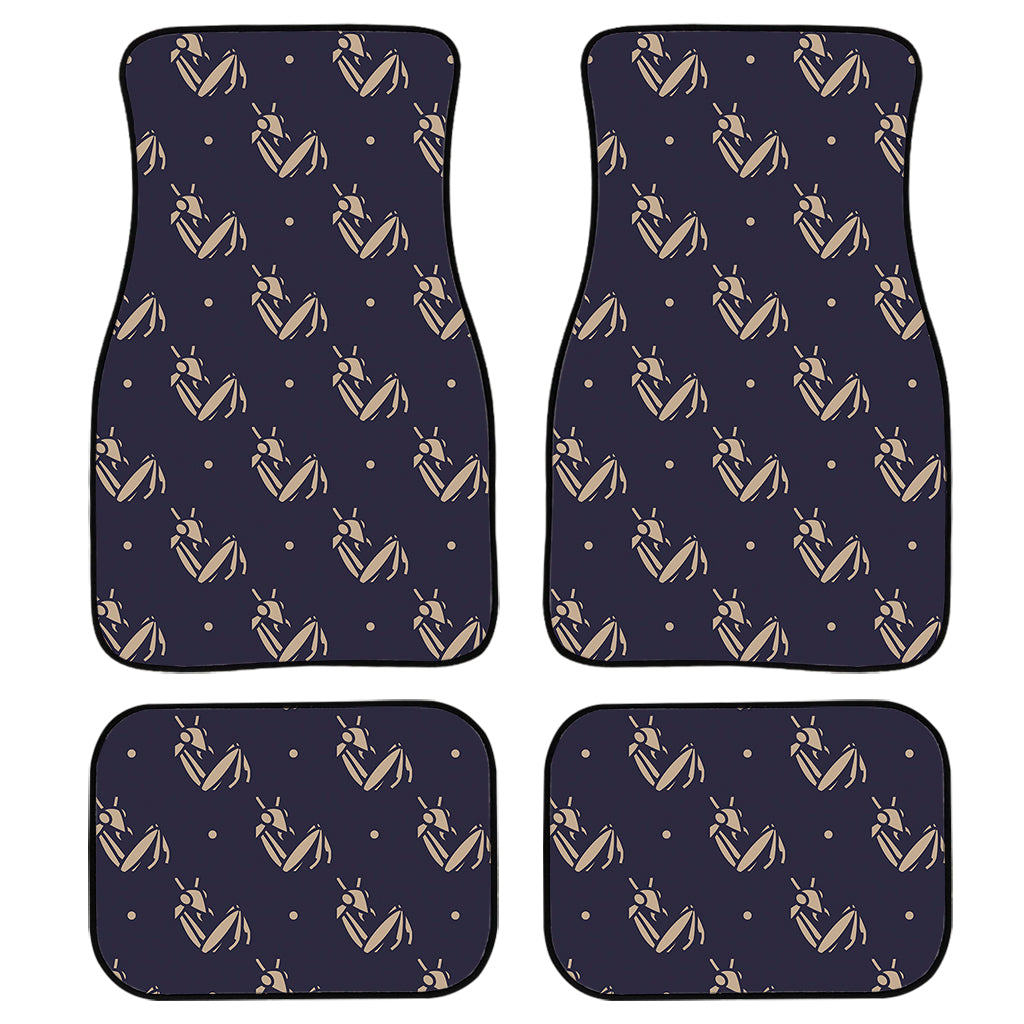 Blue And Beige Mantis Pattern Print Front And Back Car Floor Mats, Front Car Mat