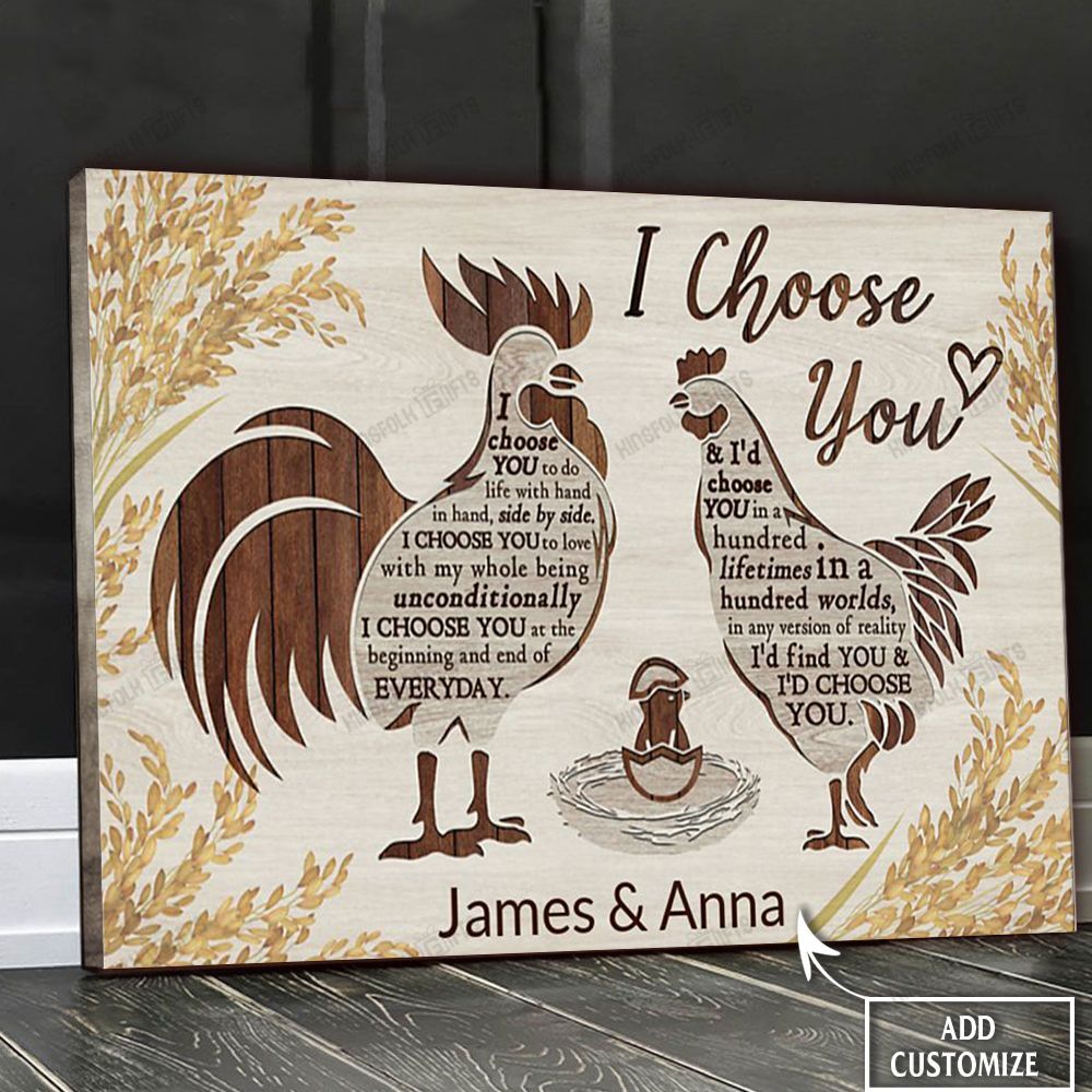 Valentine Chicken Couple Personalized Canvas Poster Wall Art, Poster Print, Canvas Print Wall Decor