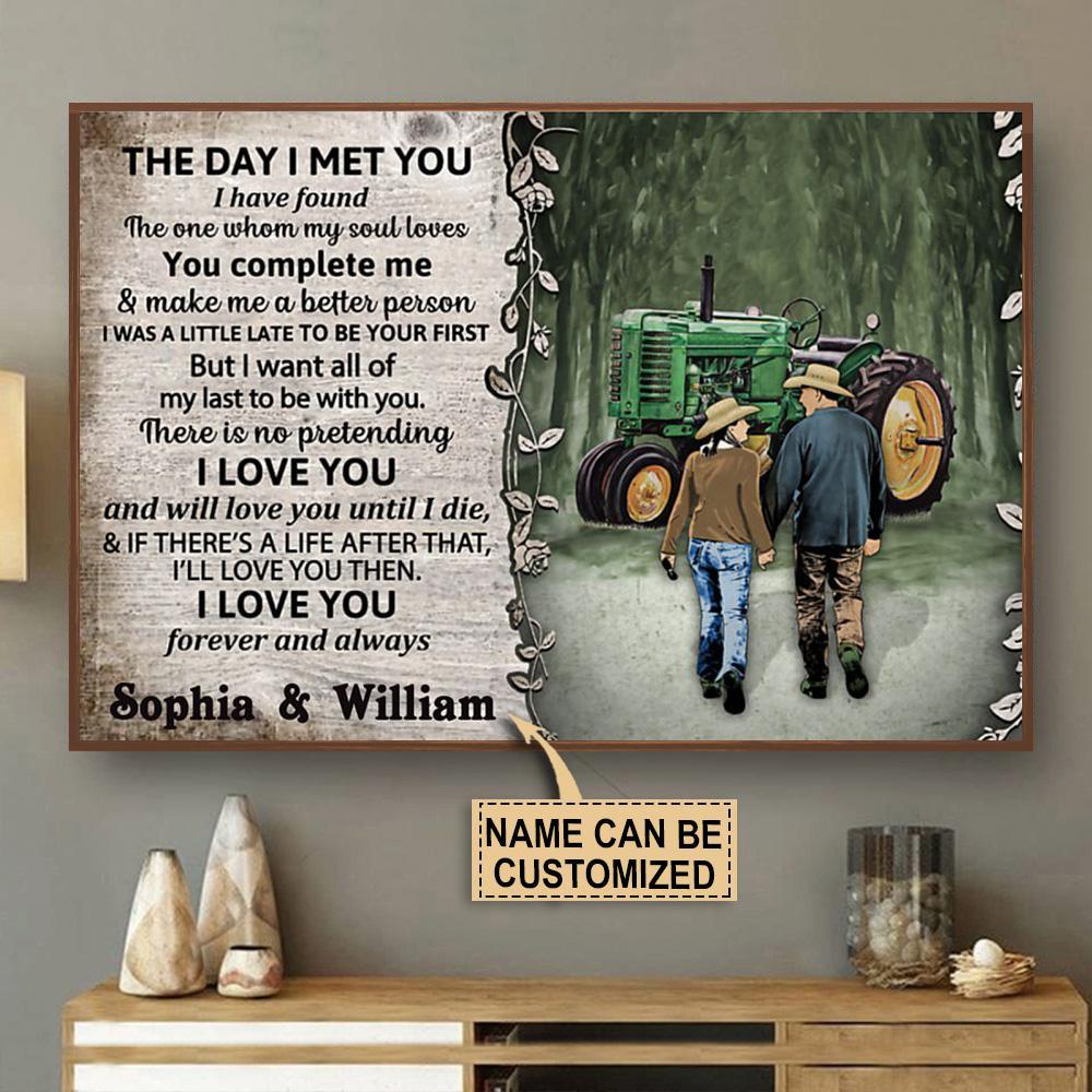 Aeticon Gifts Personalized Tractor Young The Day I Met Canvas Mom Dad Gift Home Decor