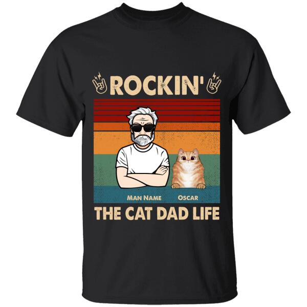 Rockin The Cat Dad Life Personalized Cat T-Shirt Ts-Tu228