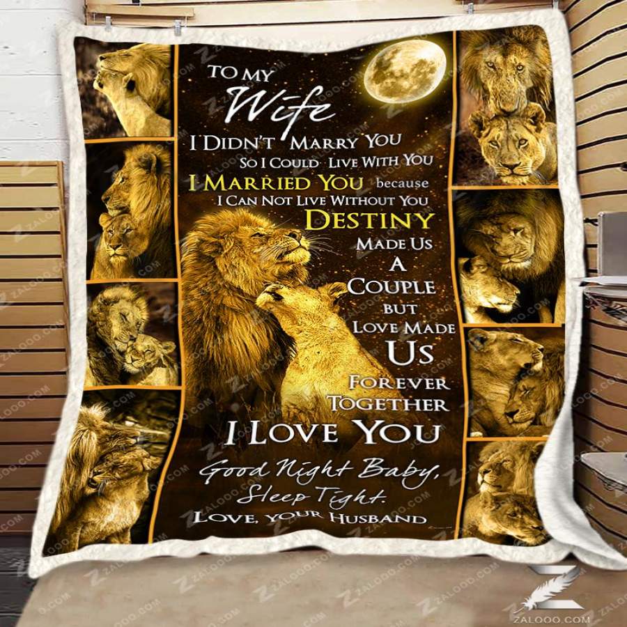 Zalooo – Custom Fleece Blanket – LION – To my Wife – Destiny