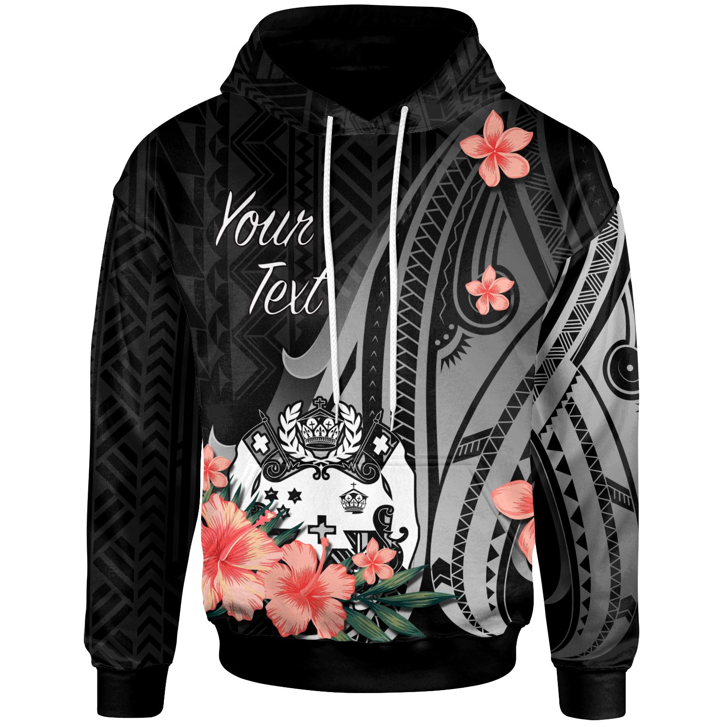 Tonga Personalised Custom Hoodie –  Polynesian Hibiscus Pattern Style – BN27