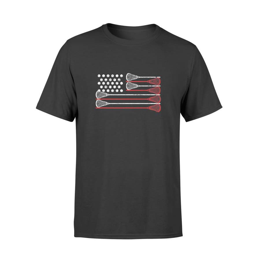 4th of July American Flag Lacrosse T-shirt – Standard T-shirt