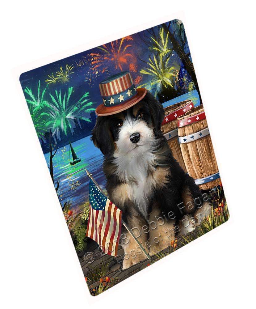 4Th Of July Independence Day Fireworks Bernedoodle Dog At The Lake Blanket Blnkt75909