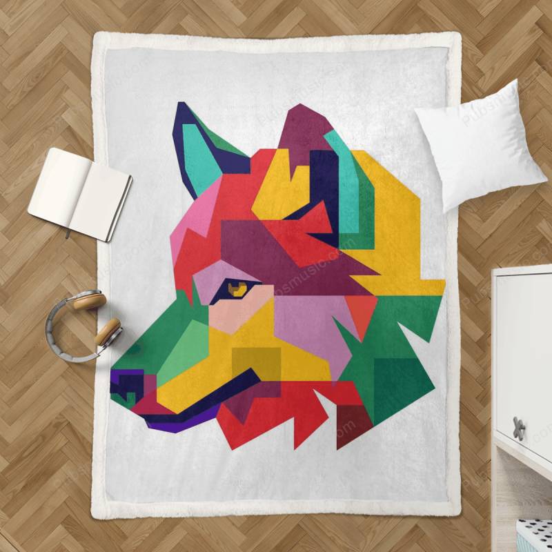 Wolf – Simple Animal Pop Art Sherpa Fleece Blanket