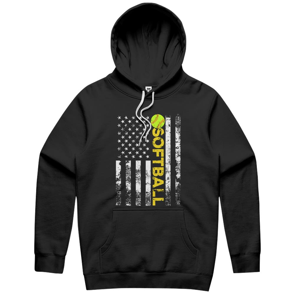 American Flag Softball Team Gift Hoodie