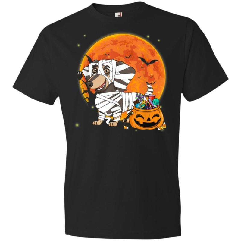 Cute Dachshunds Dog With Candy Pumpkin Halloween Gift Men Women T shirt