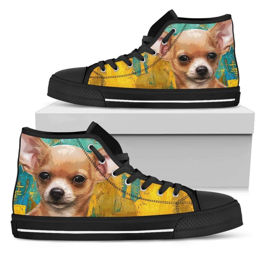 Chihuahua Dog Sneakers Colorful High Top Shoes Gift Idea PT19