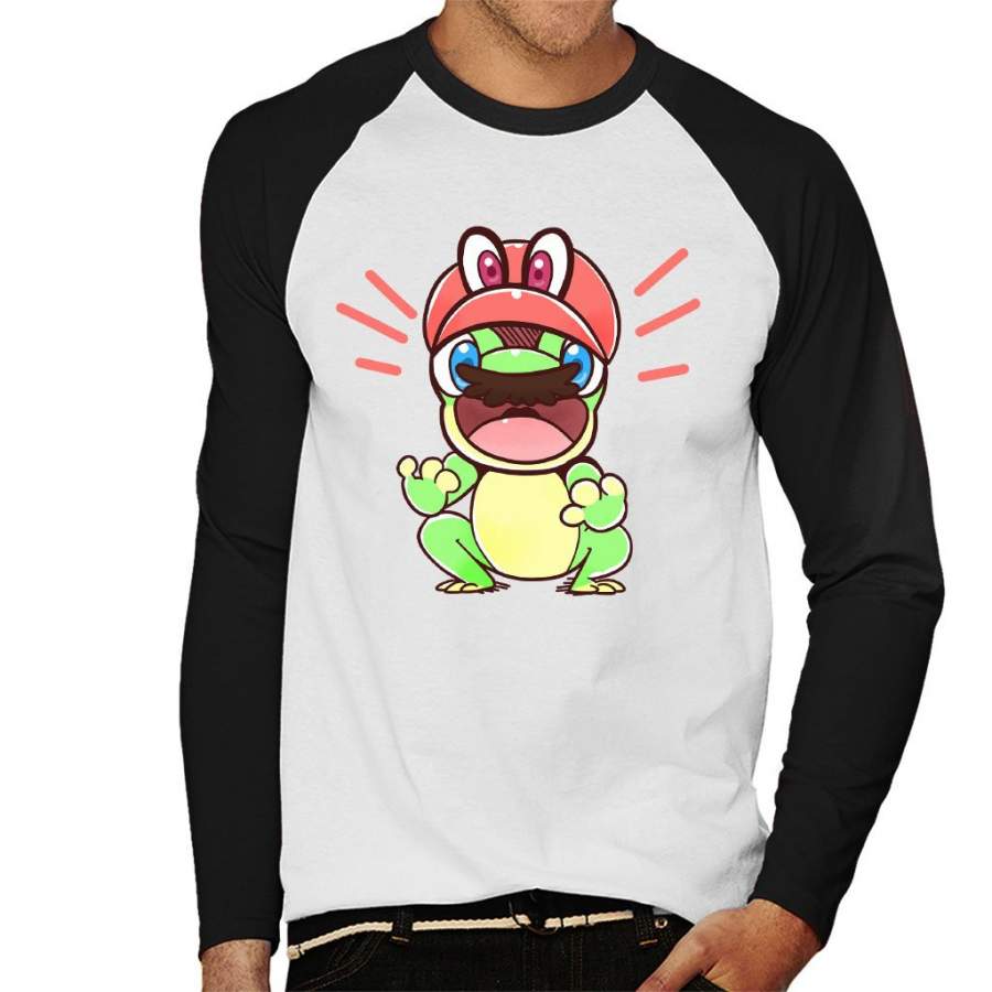 Super Mario Odyssey Cappy Frog Men’s Baseball Long Sleeved T-Shirt