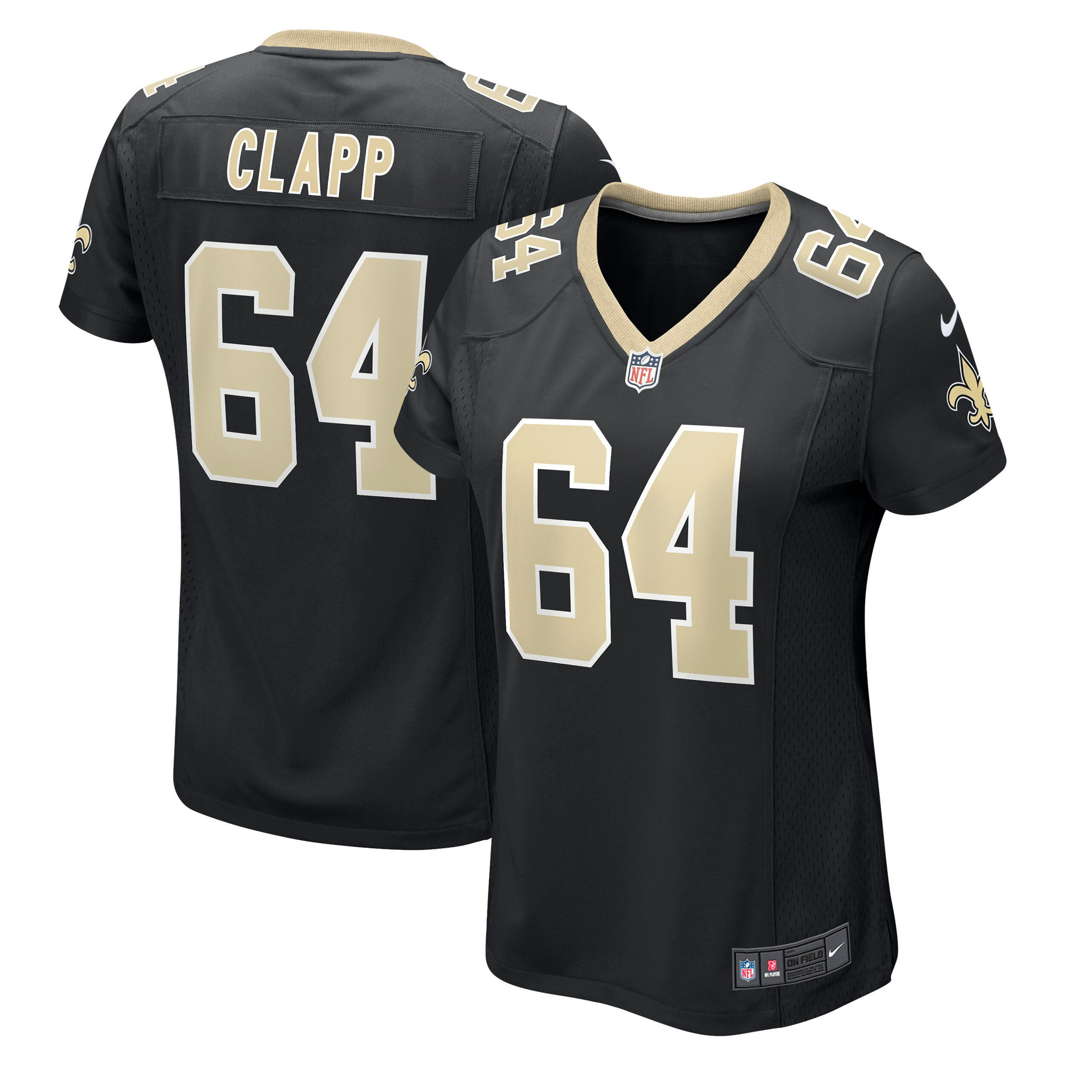 Will Clapp New Orleans Saints Womens Game Jersey – Black NFL