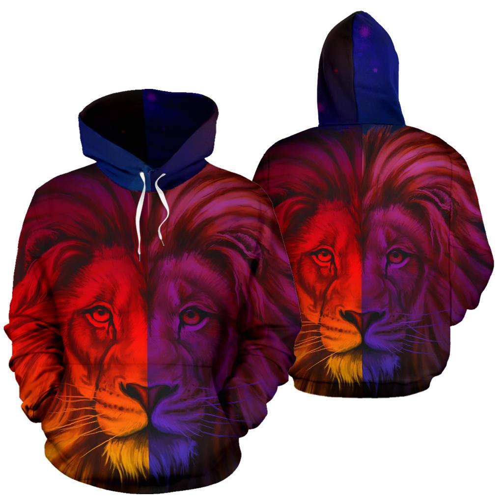 Wonderprint Hoodie – Africa King Of The Animal Lion Pullover Blue