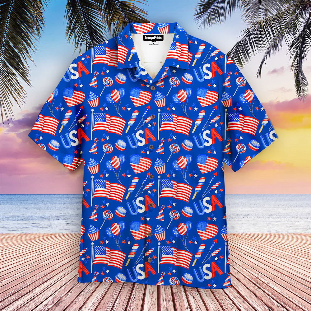 Fourth Of July Patriotic American Flags Aloha Hawaii Shirts For Men Women Ha51141