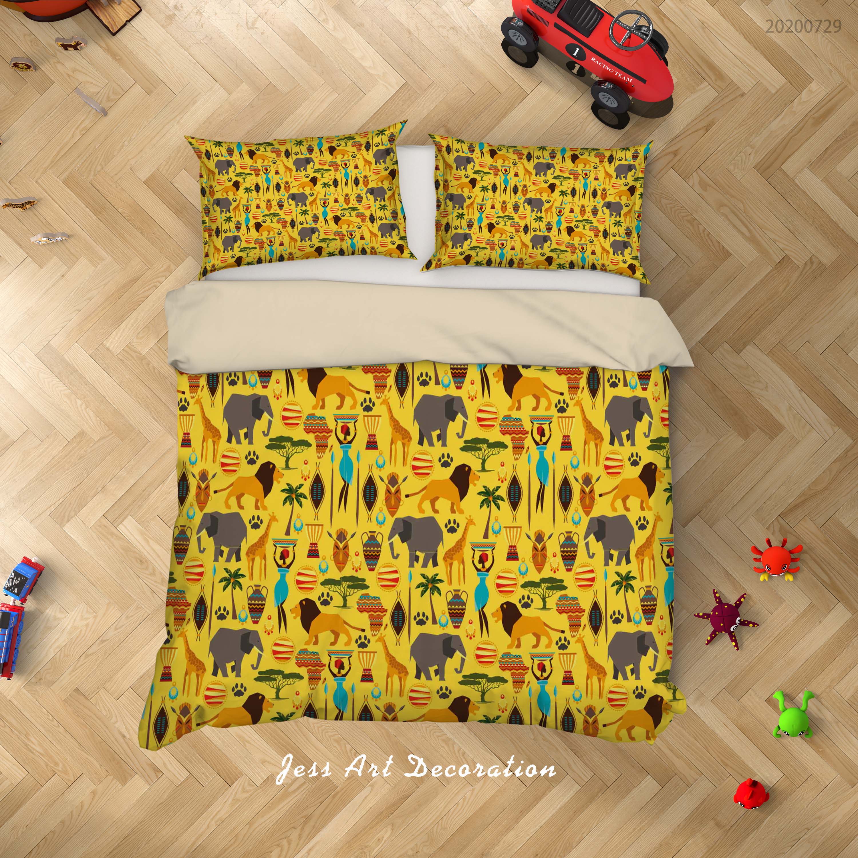 3D Yellow Elephant Giraffe Animal Quilt Cover Set Bedding Set Duvet Cover Pillowcases Lxl 122