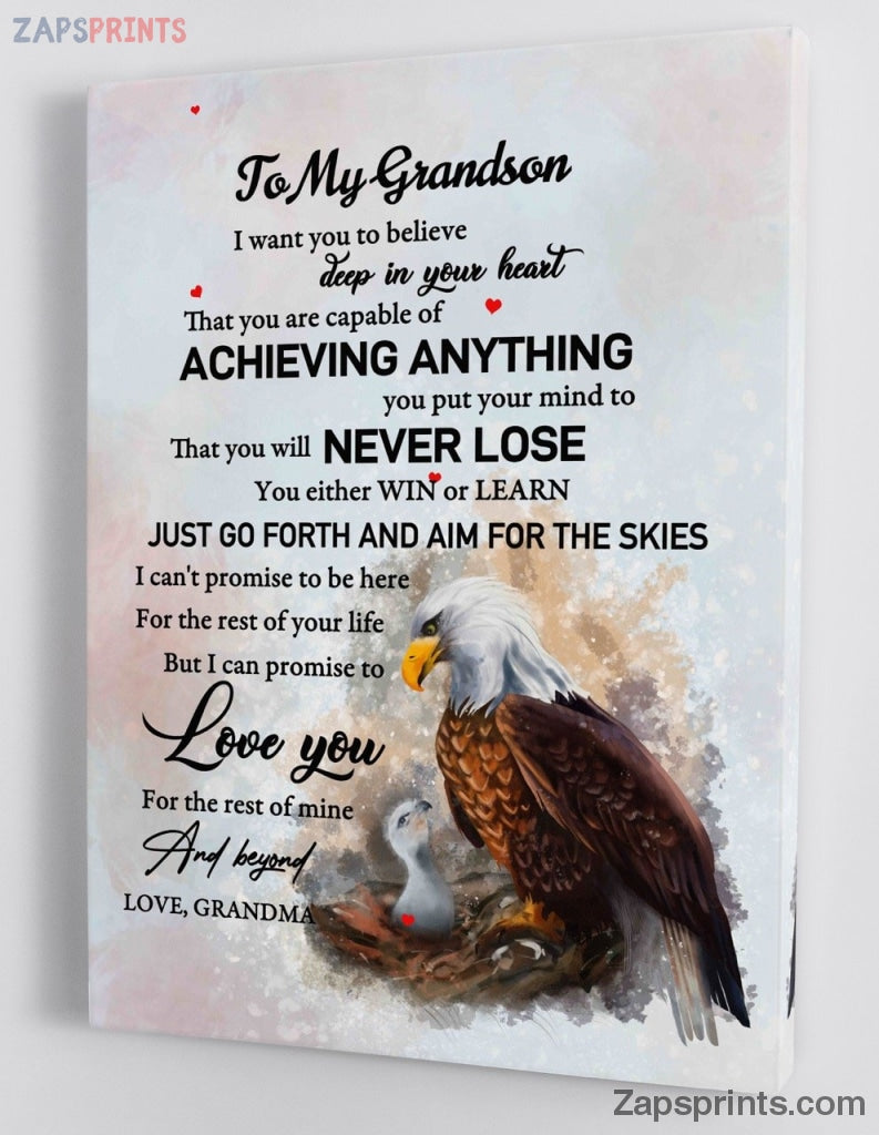 Grandchildren Canvas  – To My Grandson – From Grandma – Framed Canvas Gift Gms032 – Drandkids Canvas Artblankets.