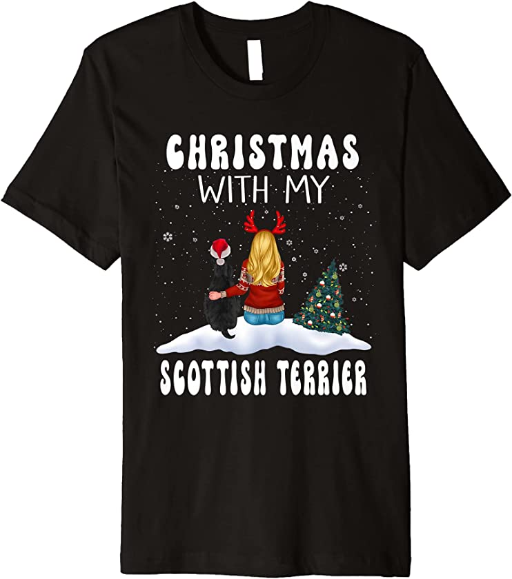 Christmas With My Scottish Terrier Dog Puppy Funny Xmas Premium T-Shirt