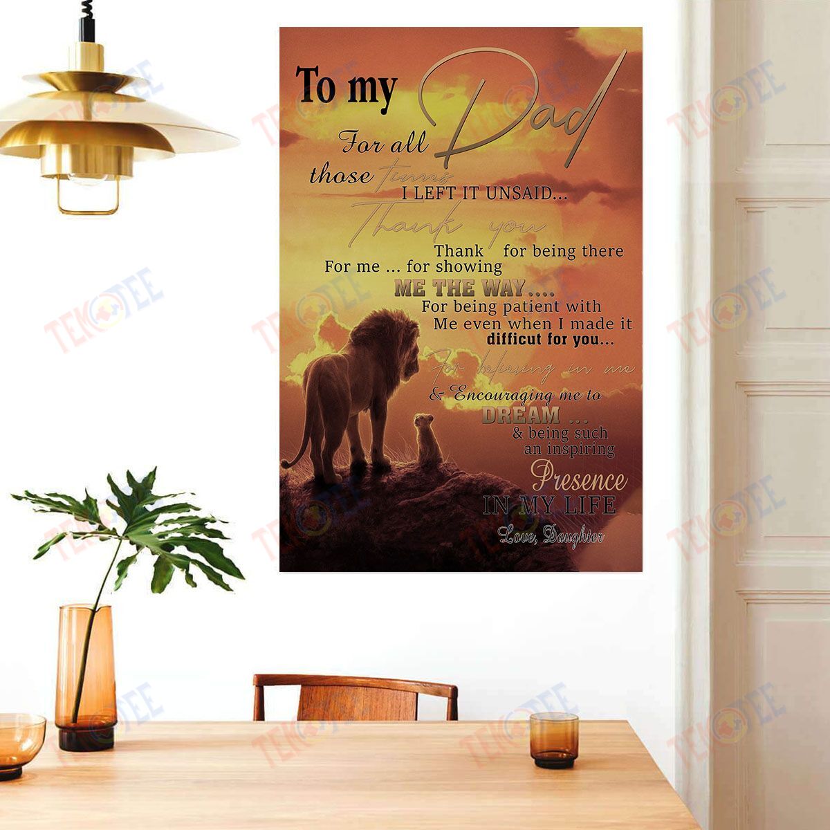 Canvas Painting To My Dad Gift From Daughter Cool Lion Dad And Baby Lion Home Decor Canvas