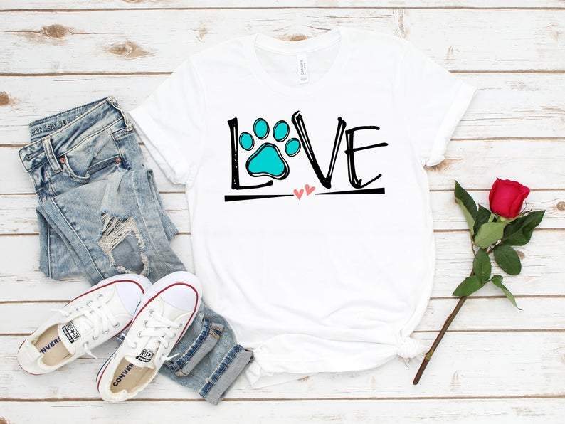 T-Shirt For Women, Love Paw Shirt, Women’S Dog Lover Shirt, Dog Love Shirt, Funny Women’S Shirt, Animal Lover T-Shirt,Funny,Love Dog Tshirt All Color Size S-5Xl