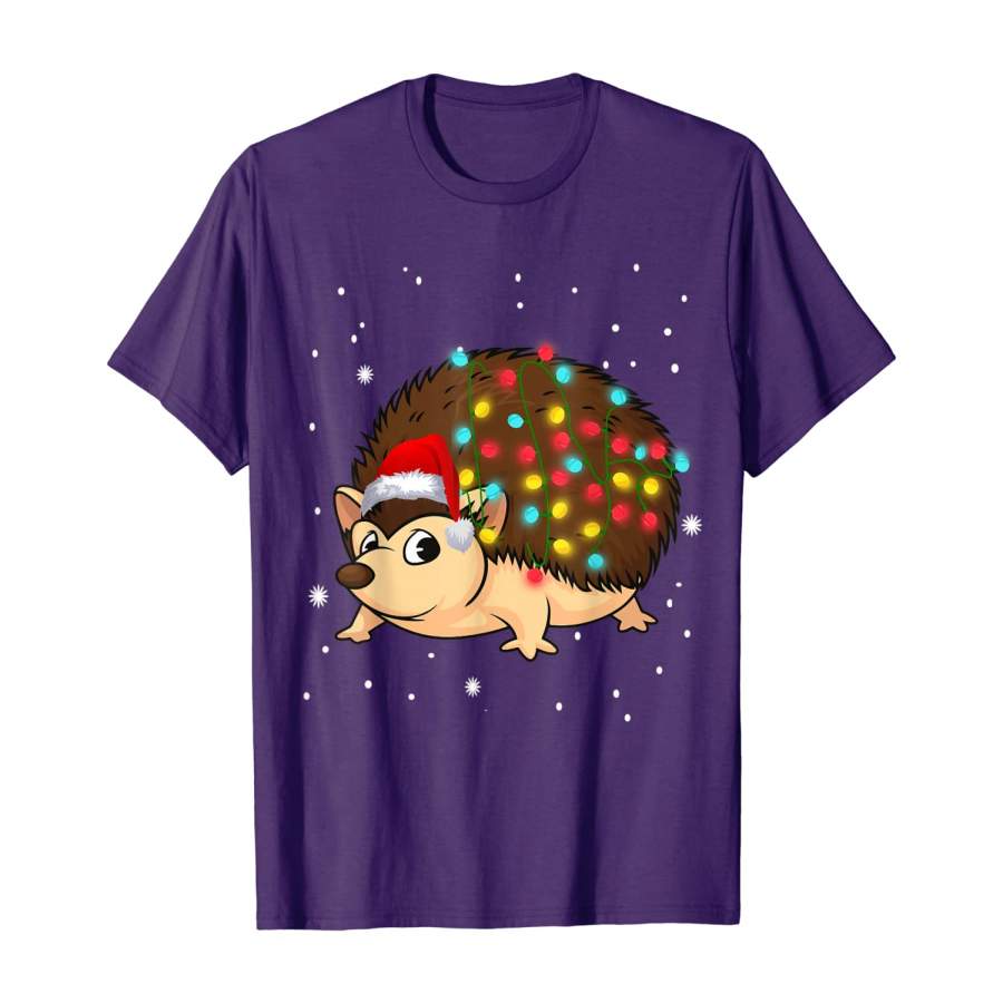 Christmas Lights Hedgehog T-Shirt Christmas Gift Ideas