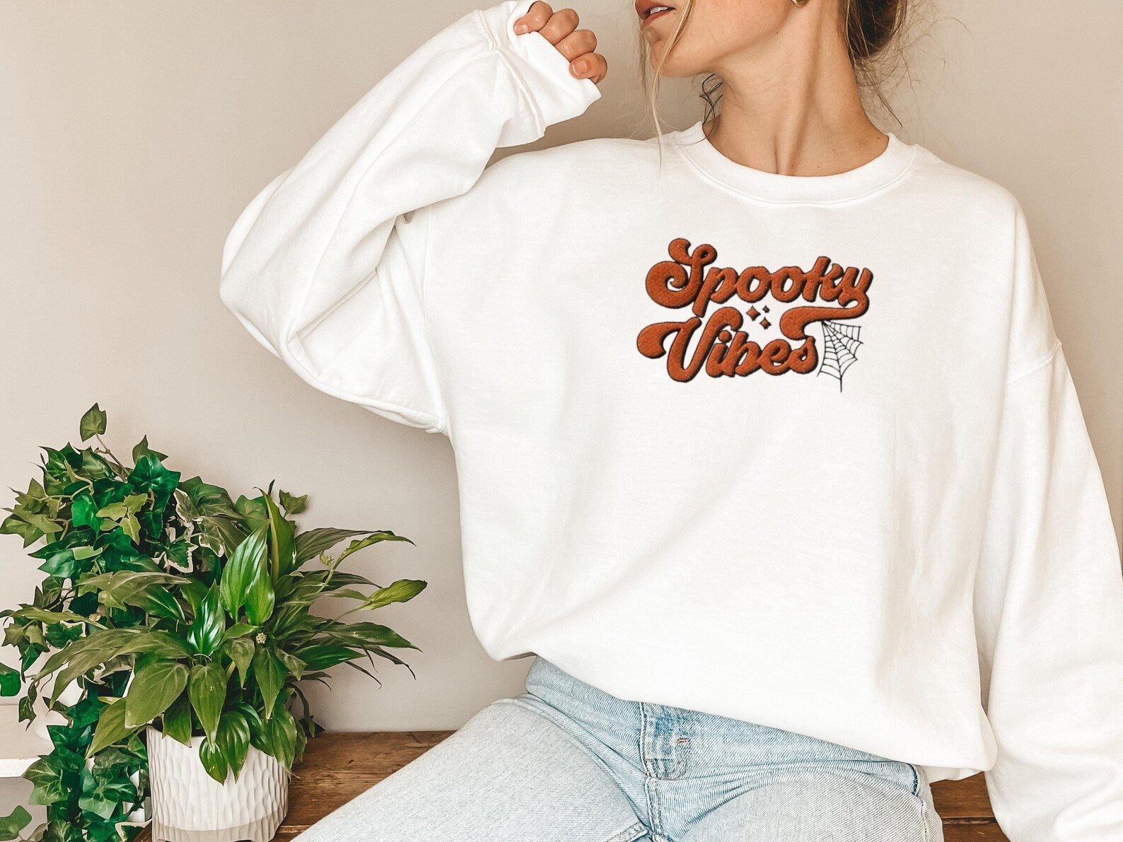 Halloween Embroidered Halloween Sweatshirt 2D Crewneck Sweatshirt All Over Print Sweatshirt For Women Sweatshirt For Men Sws3066