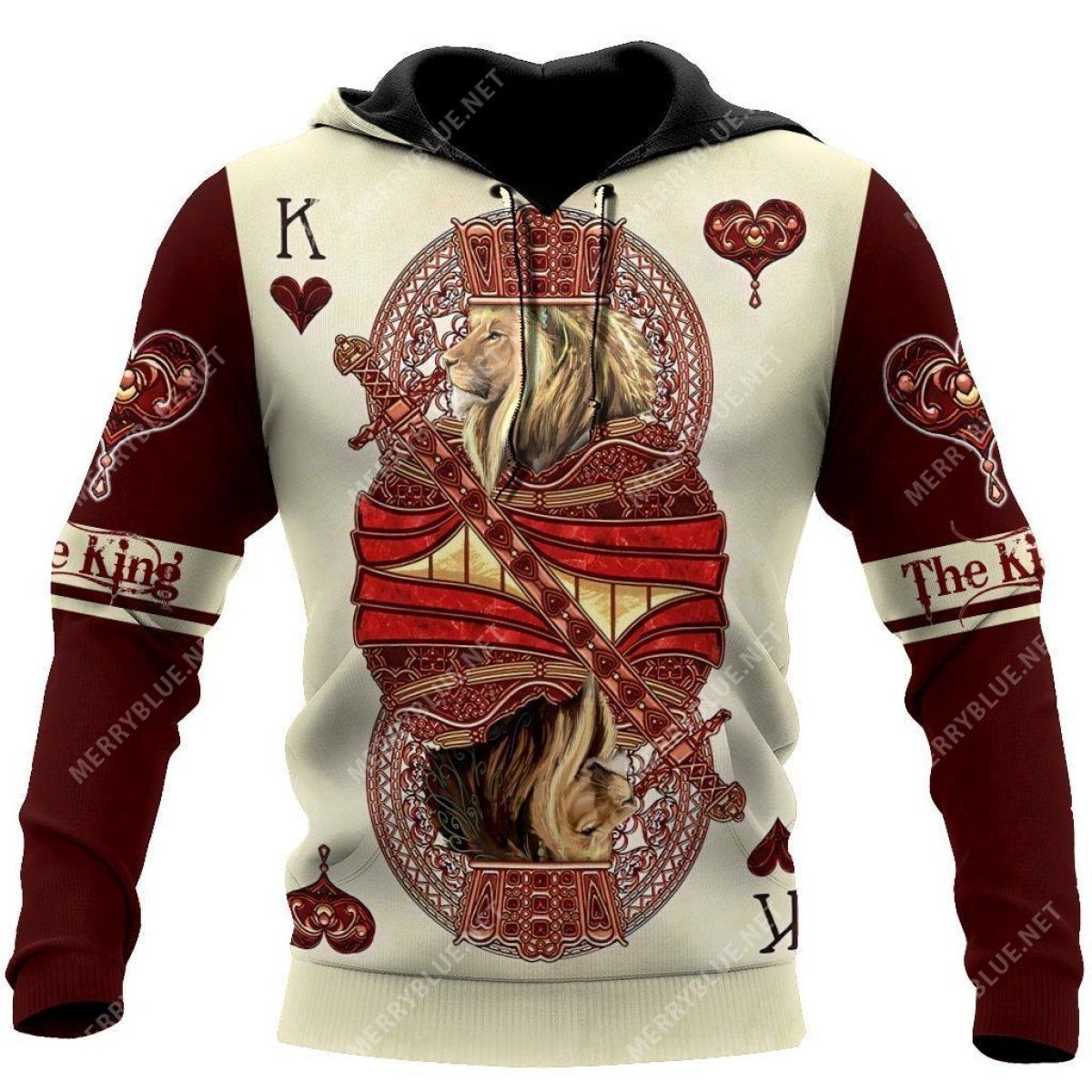 Shop King Hearts Lion Poker 3D All Over Printed Unisex Hoodie