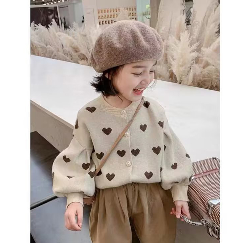 Autumn Winter Children’s Knitted Cardigan Casual Single Breasted Sweaters Cotton Clothes Girls’ Outerwear 2022 New2 3 4 5 6 7 T alx