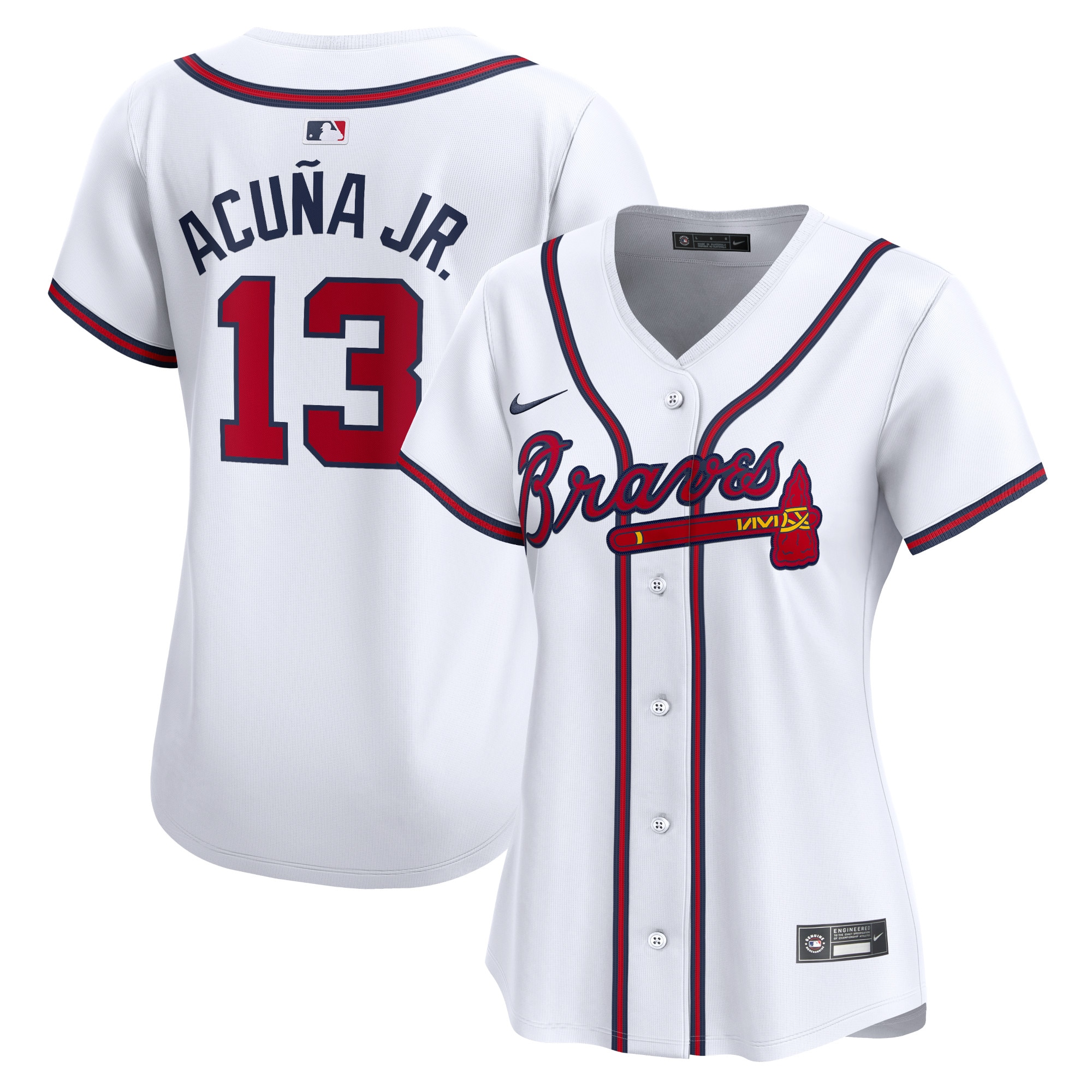 Ronald Acuna Atlanta Braves Women's Home Limited Player Jersey – White