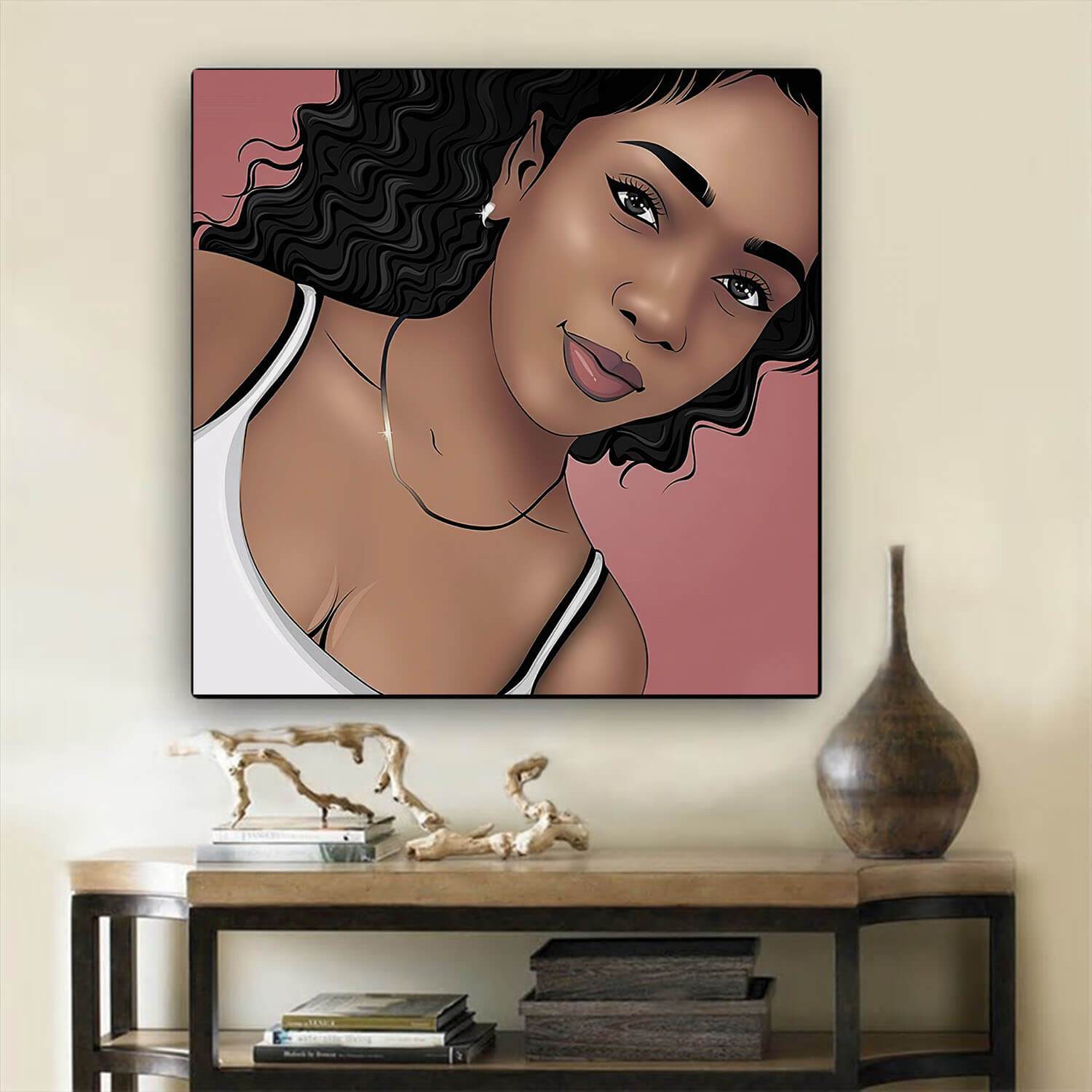 African Canvas Art Pretty Afro American Woman Afrocentric Wall Art Afrocentric Home Decor Ideas BPS17840