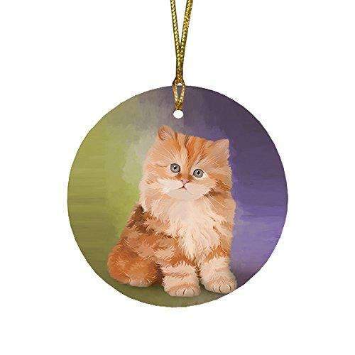 Red Persian Kitten Round Christmas Ornament Rfpor48061