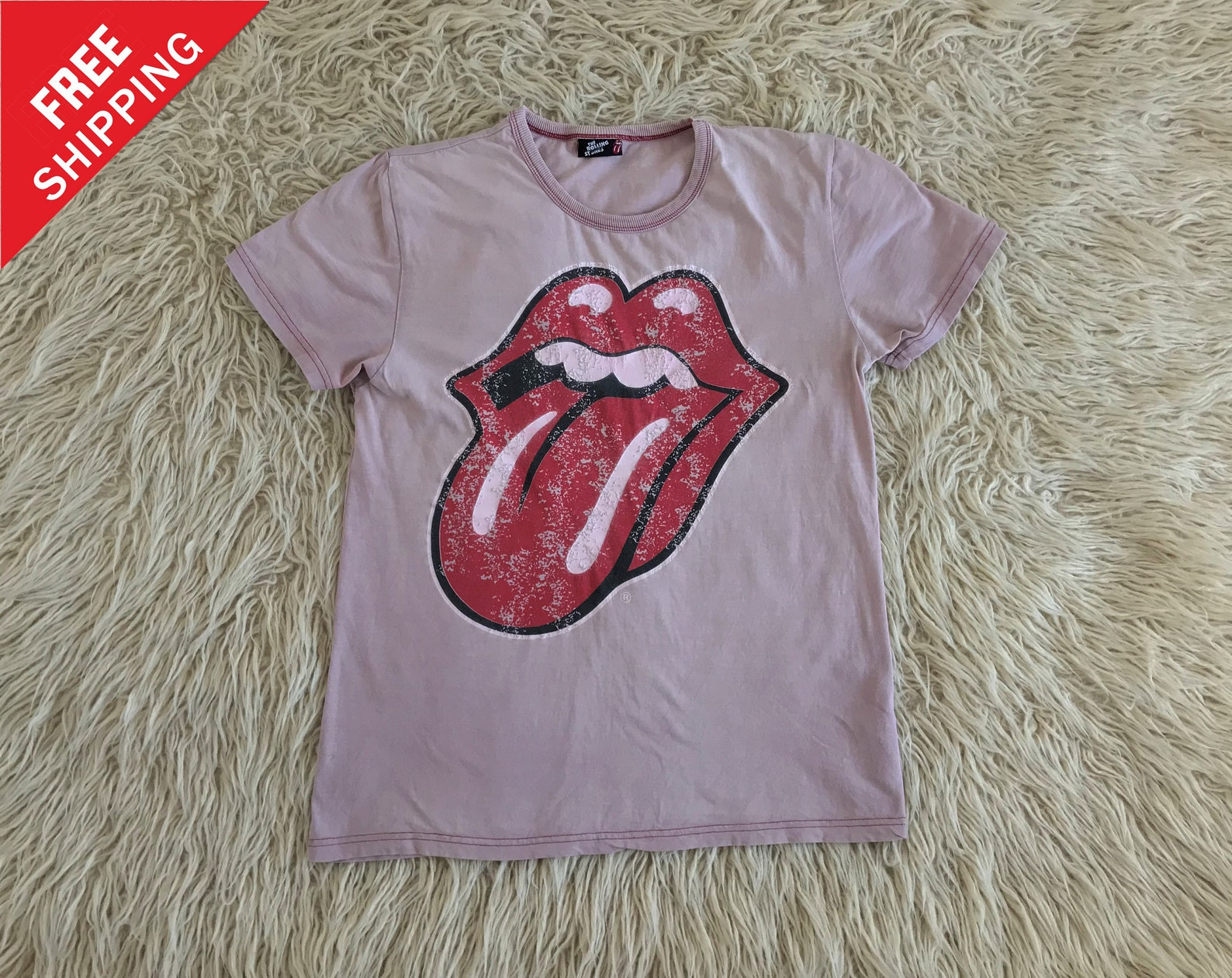 Vtg 00S The Rolling Stones T Shirt  Y2K 90S 80S 70S Rock Hip Hop Vintage Retro Old School Jacket Band Faded Pink  M