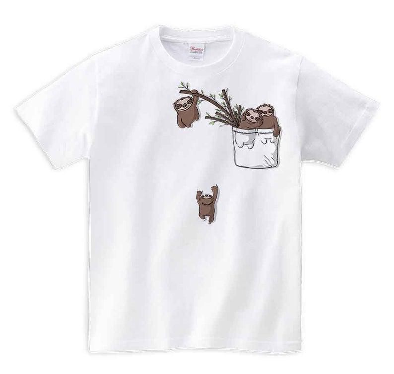 Cute Pocket Sloth Playing – Men, Women, Kids, Short Sleeve Tee Shirt, Printstartee Graphic Japan, Gift For Him, Her, Mom, Dad