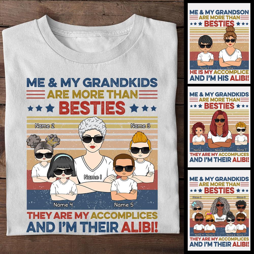 Me And My Grandkids Are More Than Besties Shirt Custom Grandma With Grandkids Names Shirt Gift For Grandma