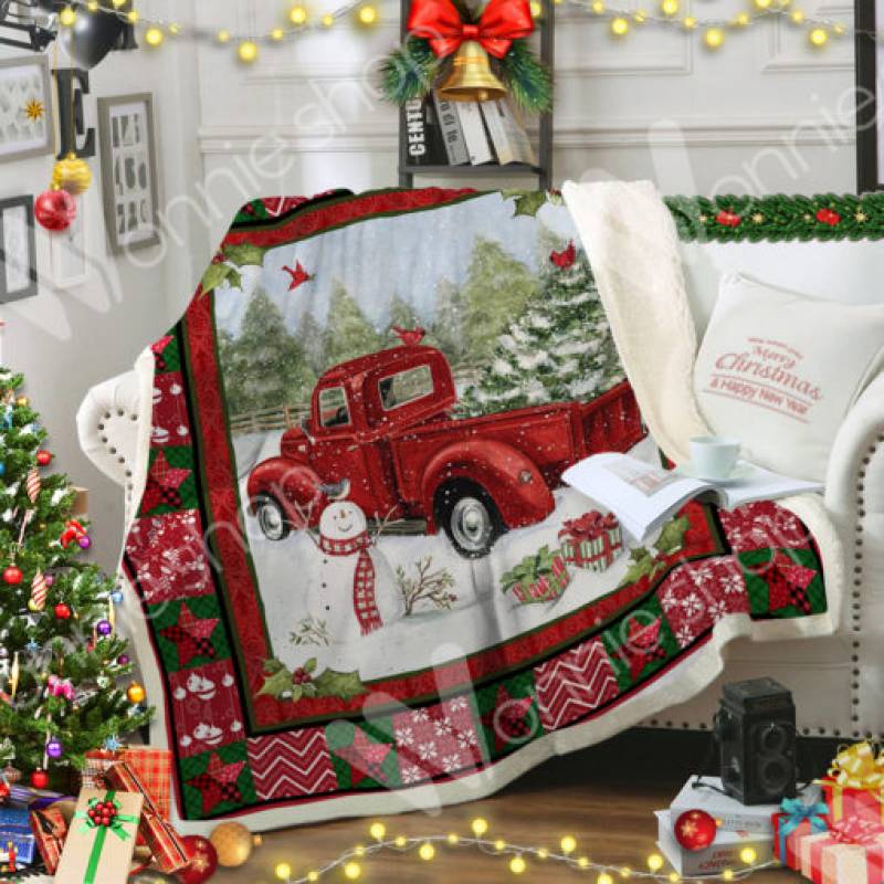 Red Truck Christmas Sherpa Blanket OCT0103 81O36