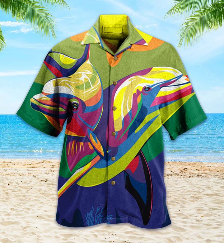 Dolphin Colorful Hawaii Shirt Ha1249